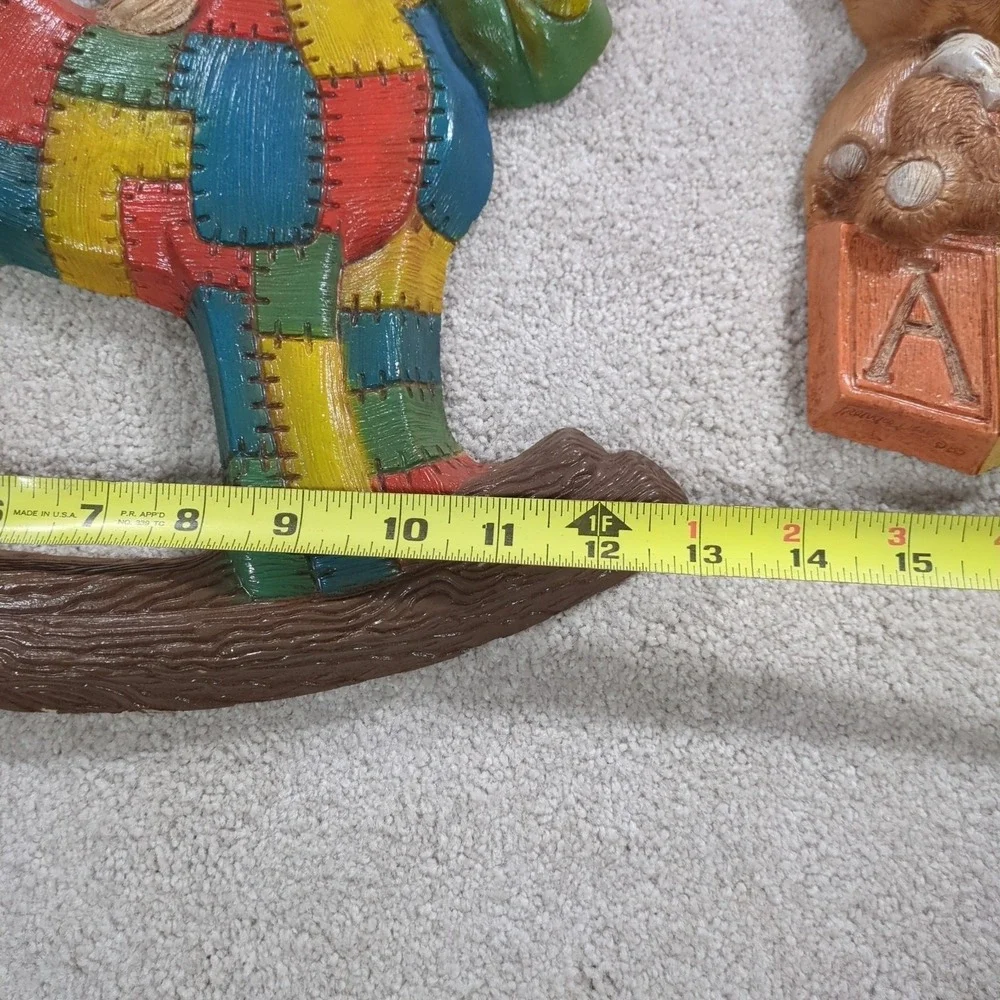Foam Craft 1970s 2 Rocking Horses & Bear Patchwork & Clown Wall‎ Hanging Nursery